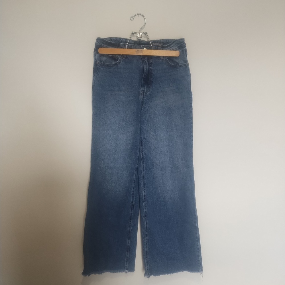 BCBGeneration Wide Leg Jeans Women's 9/29 High Rise Raw Hem Stretch Denim
